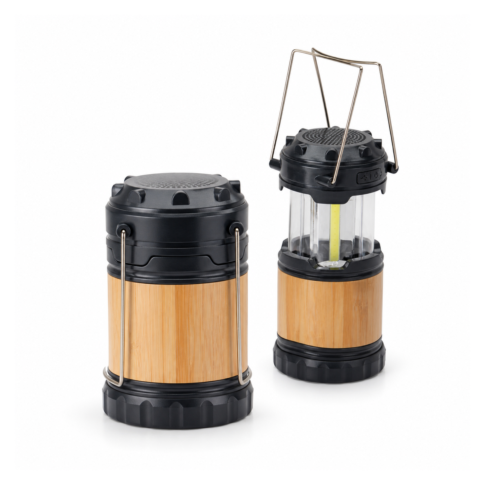 Collapsible Bamboo-Accent Light with Bluetooth Speaker
