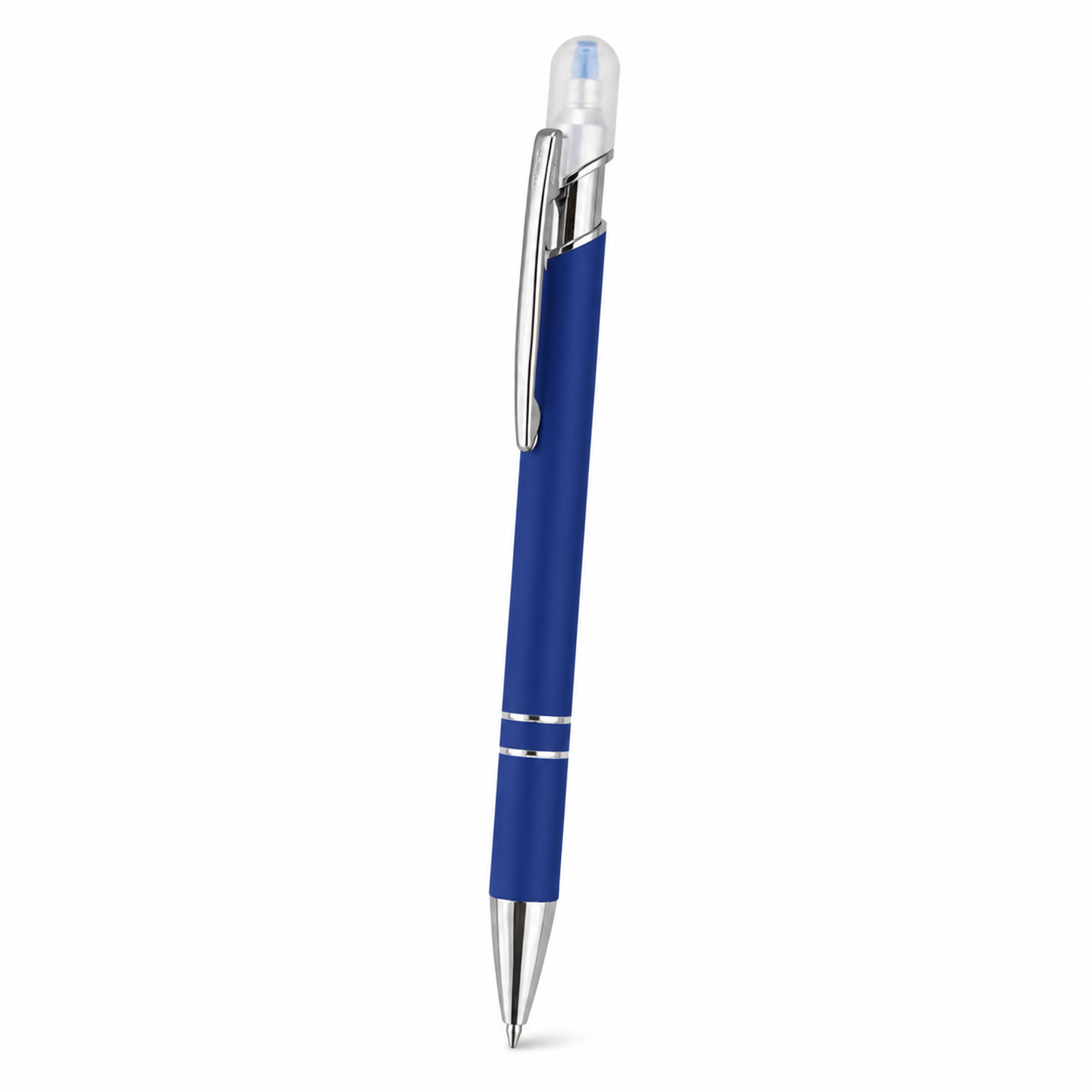 Rubberized Ballpoint Pen with Chisel-Tip Highlighter