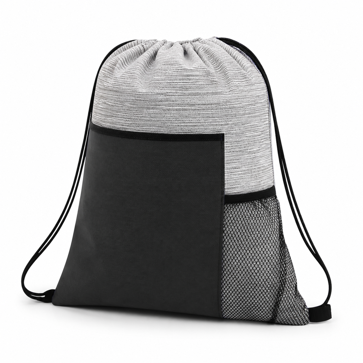 Water-Resistant Drawstring Bag with Front and Mesh Pockets