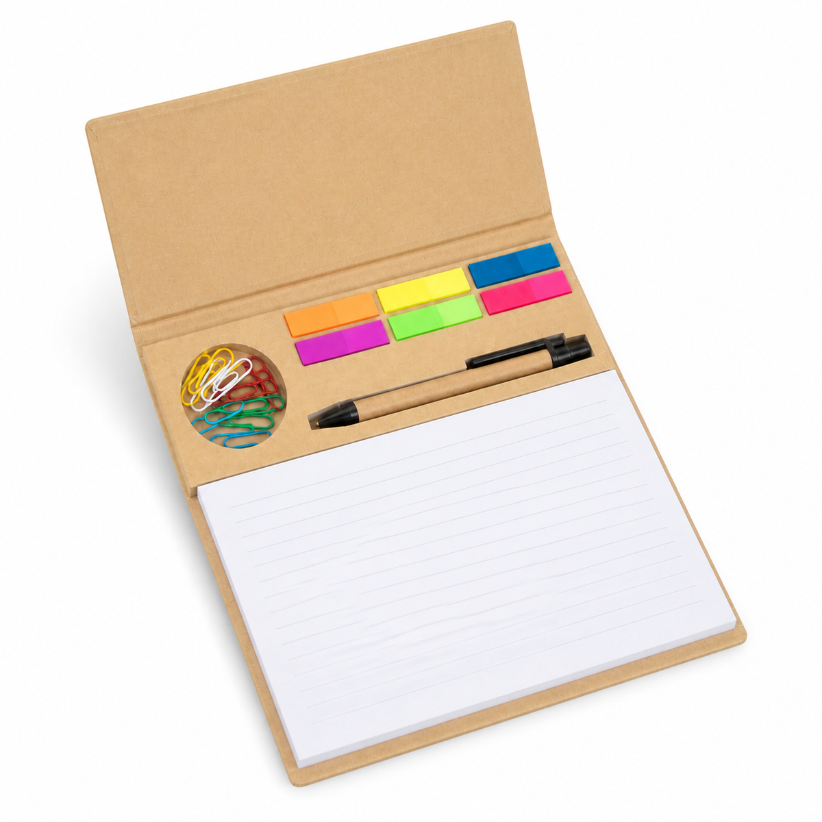 Desktop Notepad Organizer with Pen, Clips and Sticky Flags