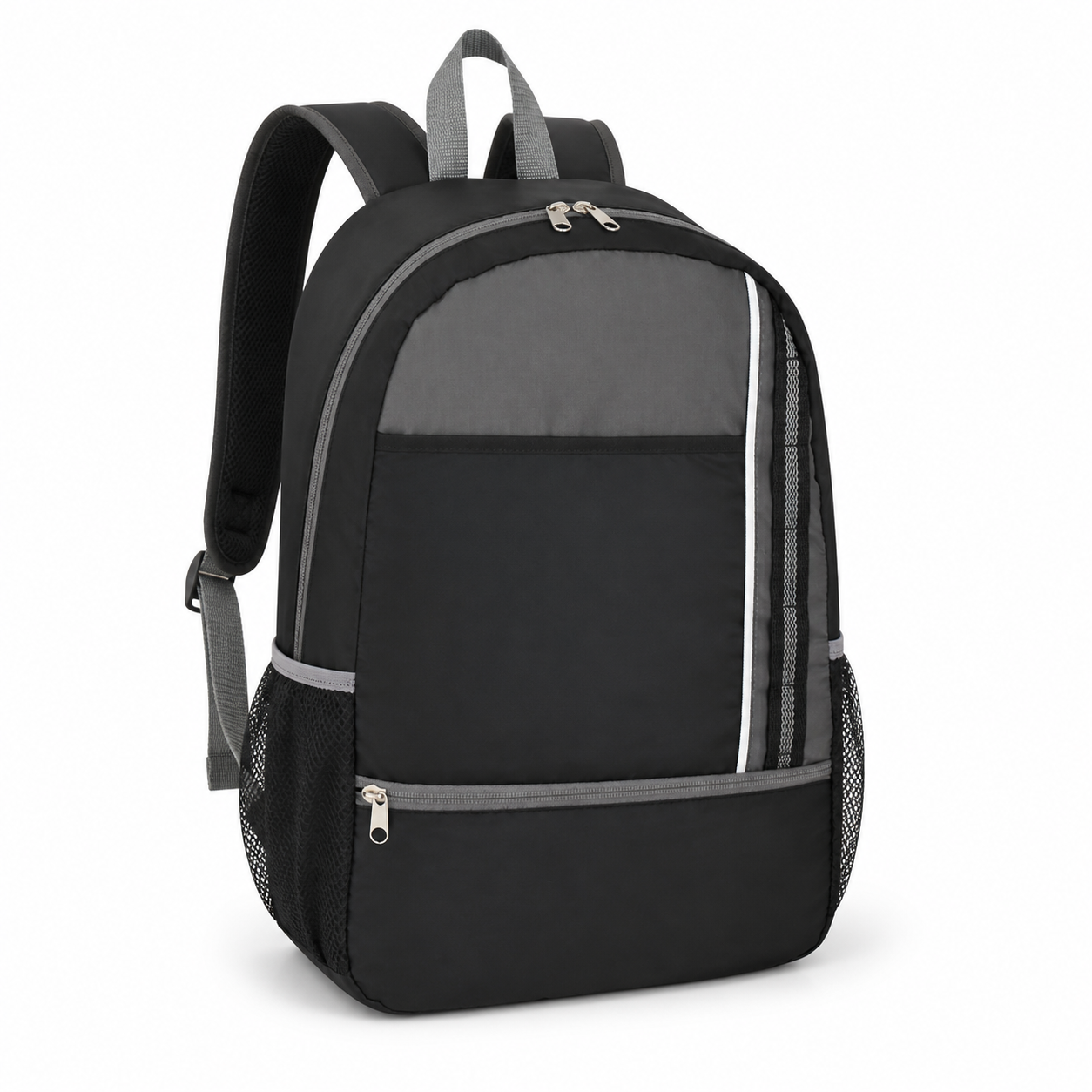 210D Polyester Backpack with Padded Straps — Black — Blank