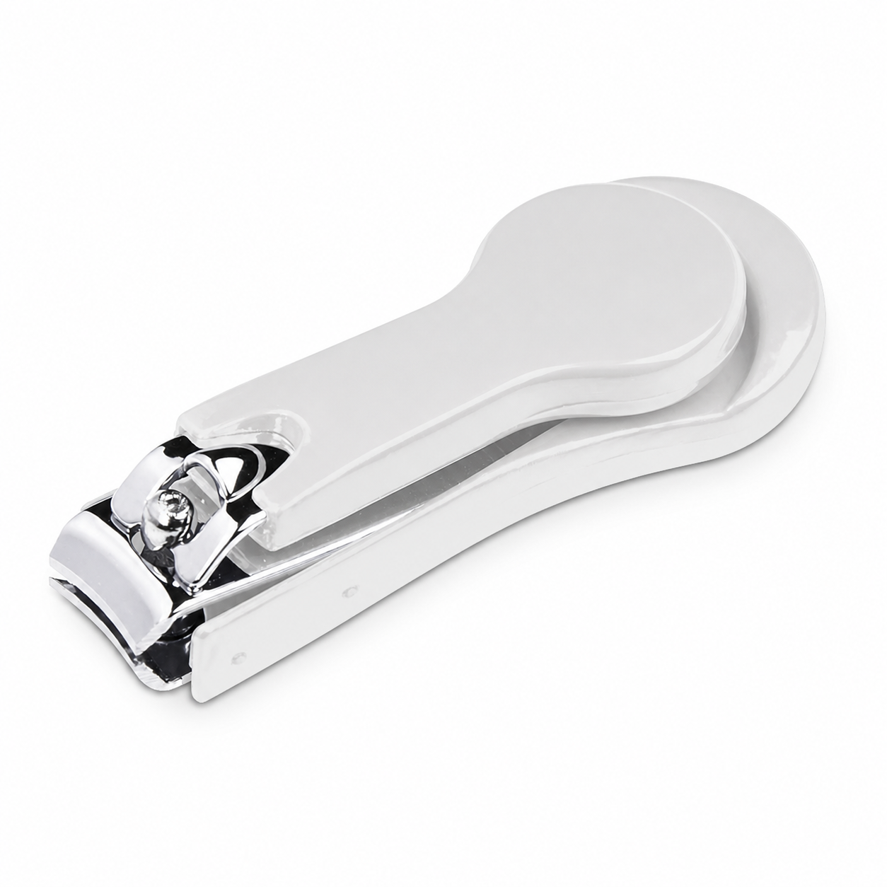 Compact Nail Clipper with Wide Grip — White — Blank