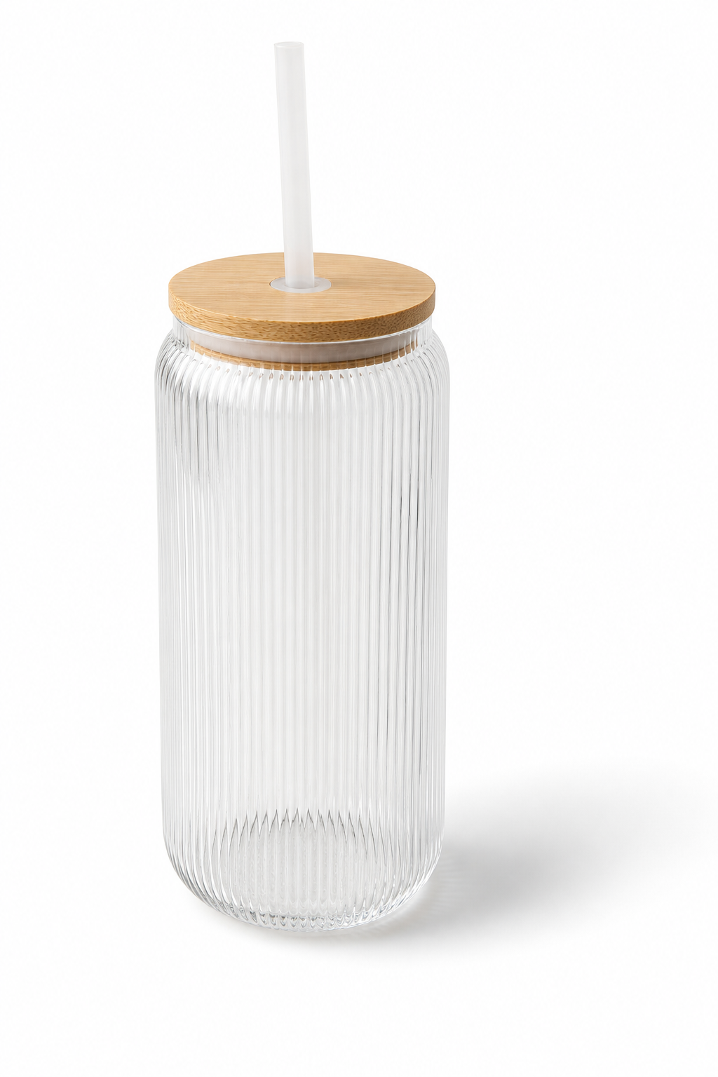 Bamboo-Lid Glass Tumbler with Straw, 20 oz