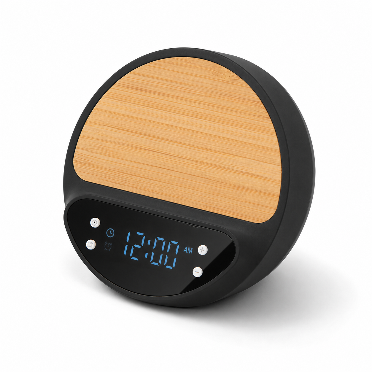 10W Bamboo Wireless Charger With Digital Clock