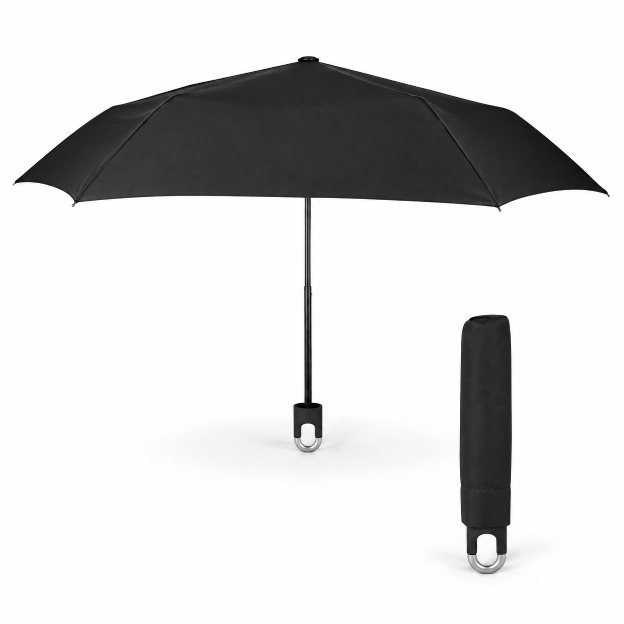 Compact Folding Umbrella with Magnetic Clip Handle