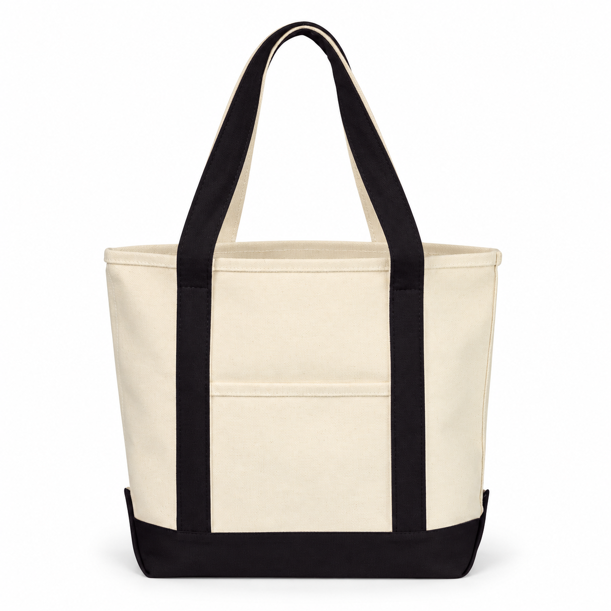 Cotton Canvas Tote with Exterior Pocket