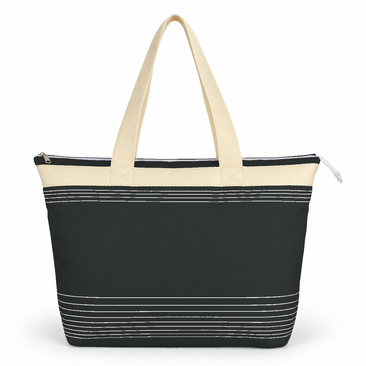 Zippered Polyester Tote Bag with Cotton Handles